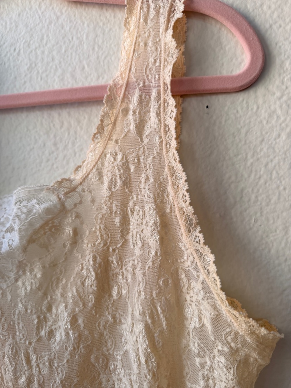 Vintage Cinema Etoile Lace Tank Top Ivory Sheer Floral Y2K Fairy Coquette XL USA - Picture 6 of 9
